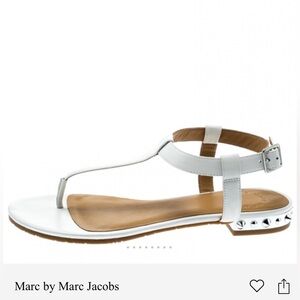 Marc by Marc Jacobs White Leather Avrum Studded Thong Sandals NEW Size 37.5